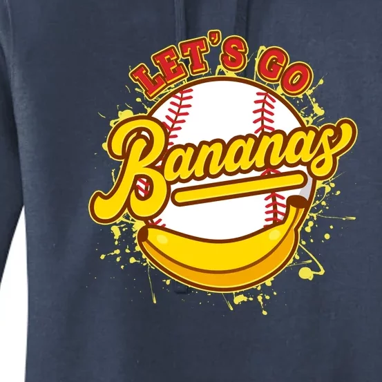 Funny Lets Go Bananas Baseball Logo Women's Pullover Hoodie