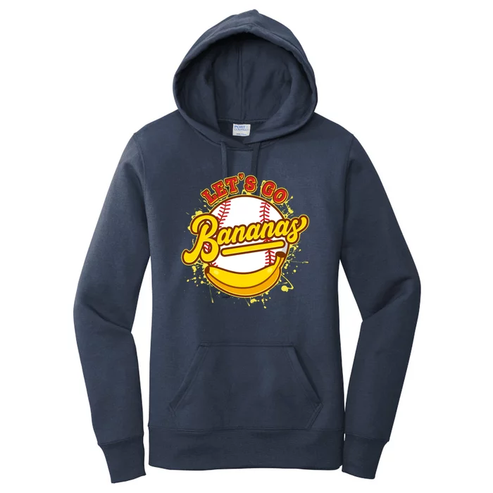 Funny Lets Go Bananas Baseball Logo Women's Pullover Hoodie