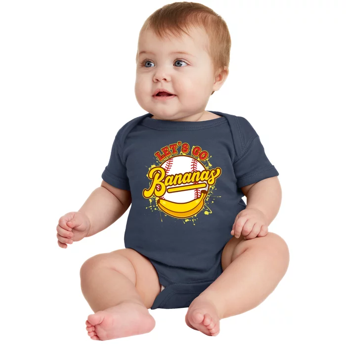 Funny Lets Go Bananas Baseball Logo Baby Bodysuit