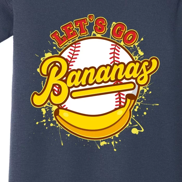 Funny Lets Go Bananas Baseball Logo Baby Bodysuit