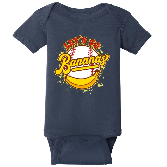 Funny Lets Go Bananas Baseball Logo Baby Bodysuit