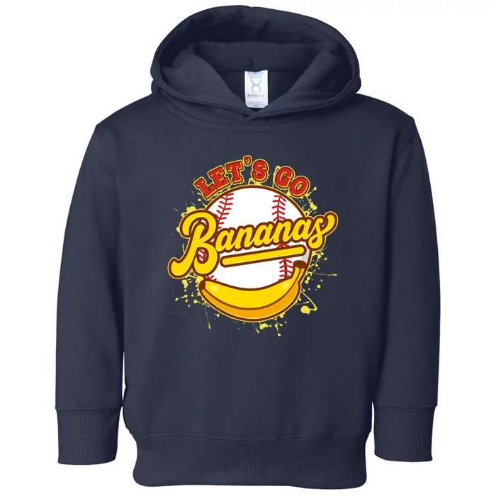 Funny Lets Go Bananas Baseball Logo Toddler Hoodie