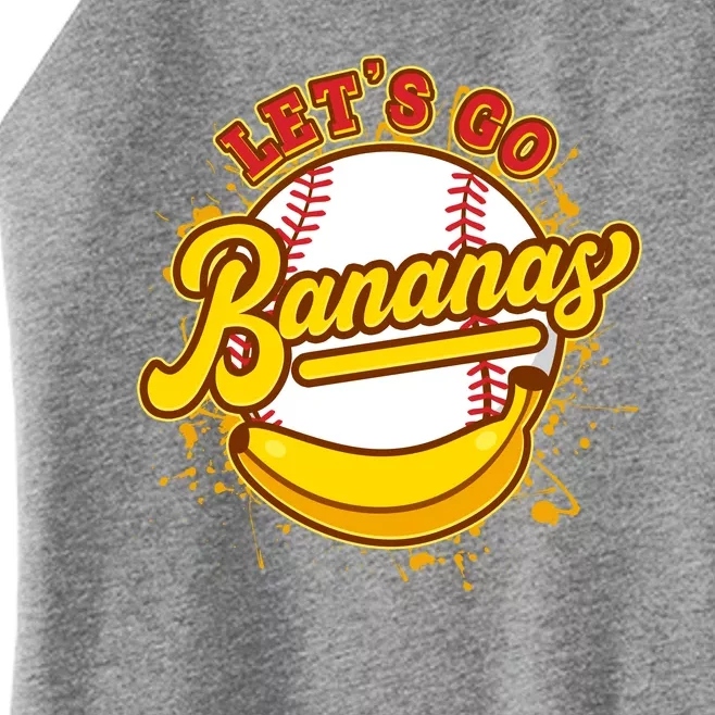 Funny Lets Go Bananas Baseball Logo Women’s Perfect Tri Rocker Tank