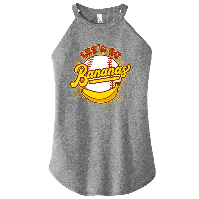 Funny Lets Go Bananas Baseball Logo Women’s Perfect Tri Rocker Tank