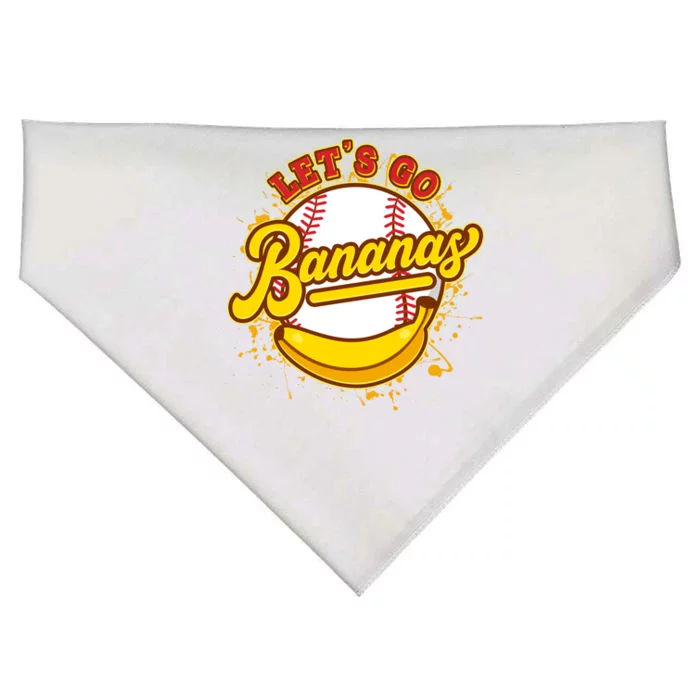 Funny Lets Go Bananas Baseball Logo USA-Made Doggie Bandana