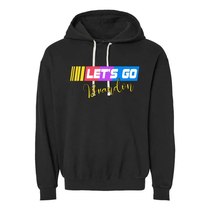 FJB Let's Go Brandon Anti Biden Chant Racing Logo Garment-Dyed Fleece Hoodie