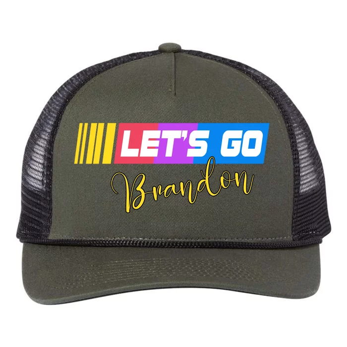 FJB Let's Go Brandon Anti Biden Chant Racing Logo Retro Rope Trucker Hat Cap