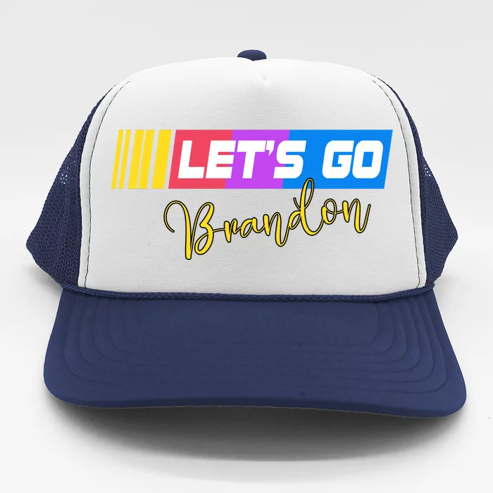 FJB Let's Go Brandon Anti Biden Chant Racing Logo Trucker Hat