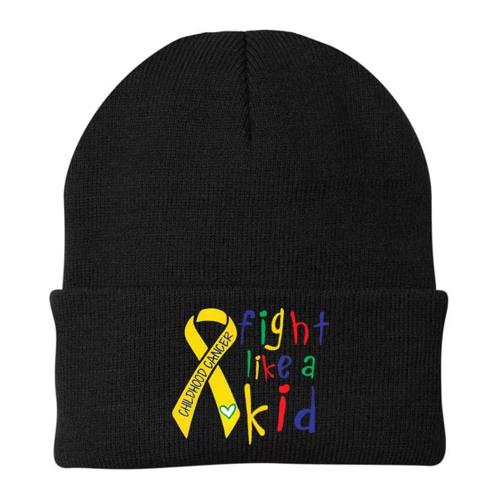 Fight Like Gold Ribbon Childhood Cancer Awareness Knit Cap Winter Beanie