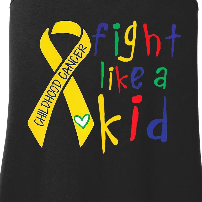 Fight Like Gold Ribbon Childhood Cancer Awareness Ladies Essential Tank