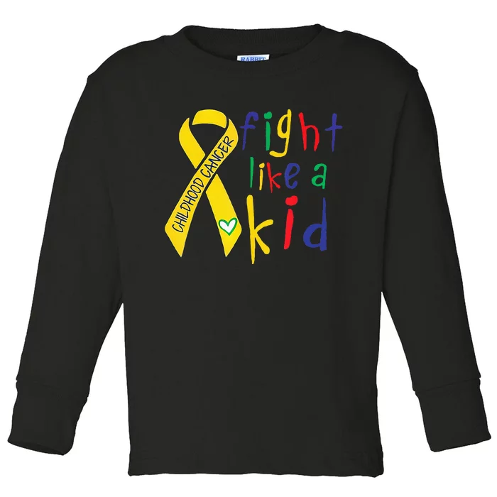 Fight Like Gold Ribbon Childhood Cancer Awareness Toddler Long Sleeve Shirt