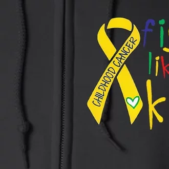 Fight Like Gold Ribbon Childhood Cancer Awareness Full Zip Hoodie