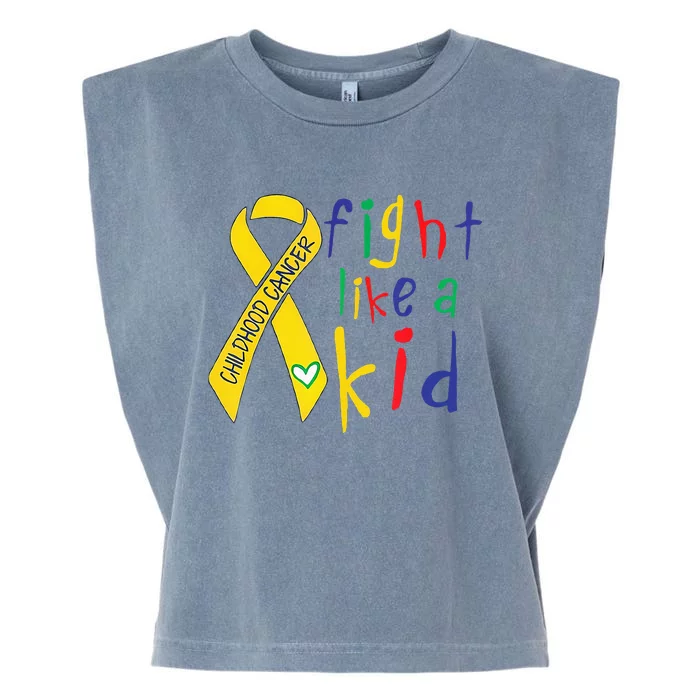 Fight Like Gold Ribbon Childhood Cancer Awareness Garment-Dyed Women's Muscle Tee