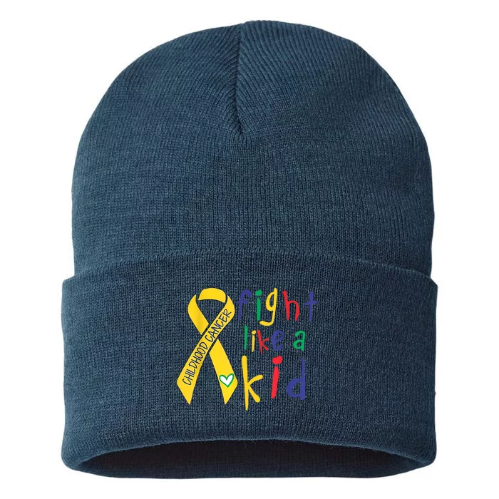 Fight Like Gold Ribbon Childhood Cancer Awareness Sustainable Knit Beanie