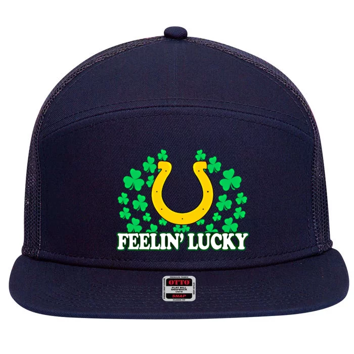 Feeling Lucky Gift Lucky St Patricks Day Gift 7 Panel Mesh Trucker Snapback Hat