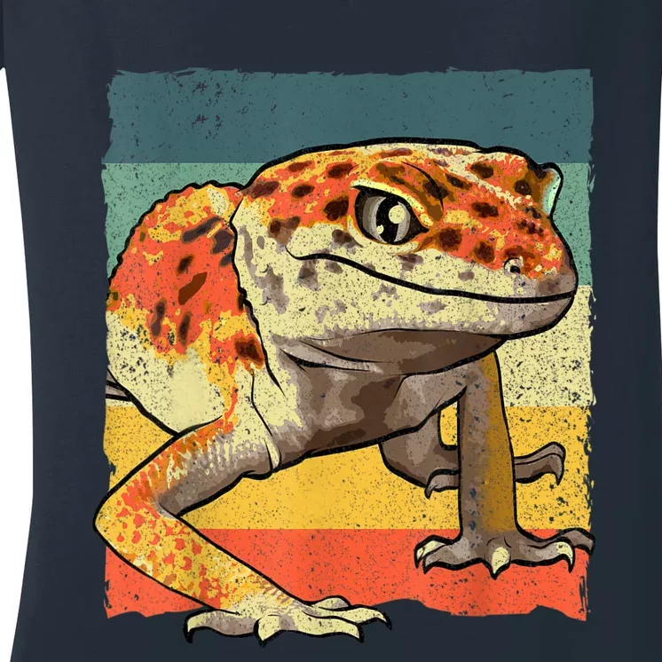 Funny Leopard Gecko Design For Women Gecko Lover Women's V-Neck T-Shirt