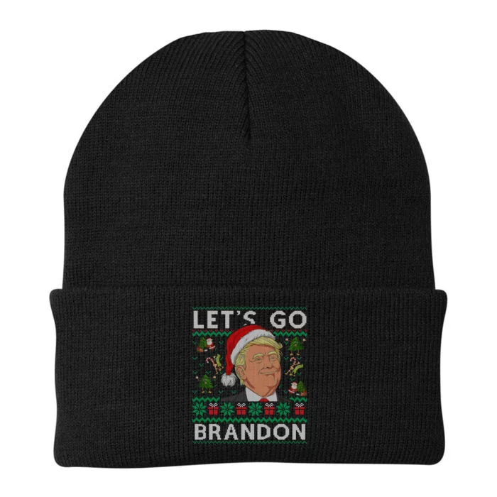 Funny Let's Go Brandon Trump Ugly Christmas Sweater Gifts Knit Cap Winter Beanie