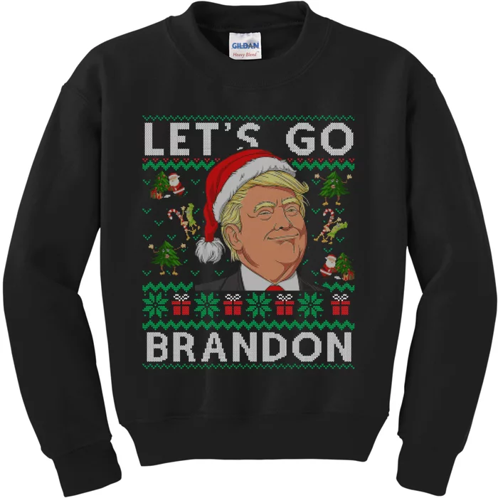 Funny Let's Go Brandon Trump Ugly Christmas Sweater Gifts Kids Sweatshirt