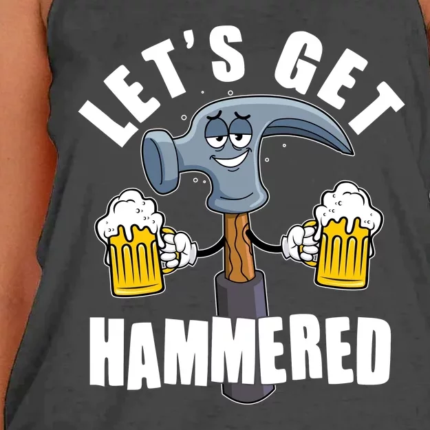 Funny Lets Get Hammered Drunk Hammer Beer Lover Women's Knotted Racerback Tank