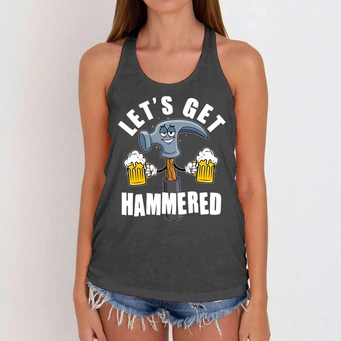 Funny Lets Get Hammered Drunk Hammer Beer Lover Women's Knotted Racerback Tank