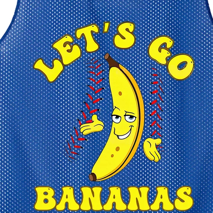 Funny LetS Go Bananas Cute Banana Mesh Reversible Basketball Jersey Tank