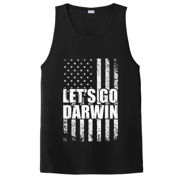 Funny Lets Go Darwin LetS Go Darwin American Flag Performance Tank