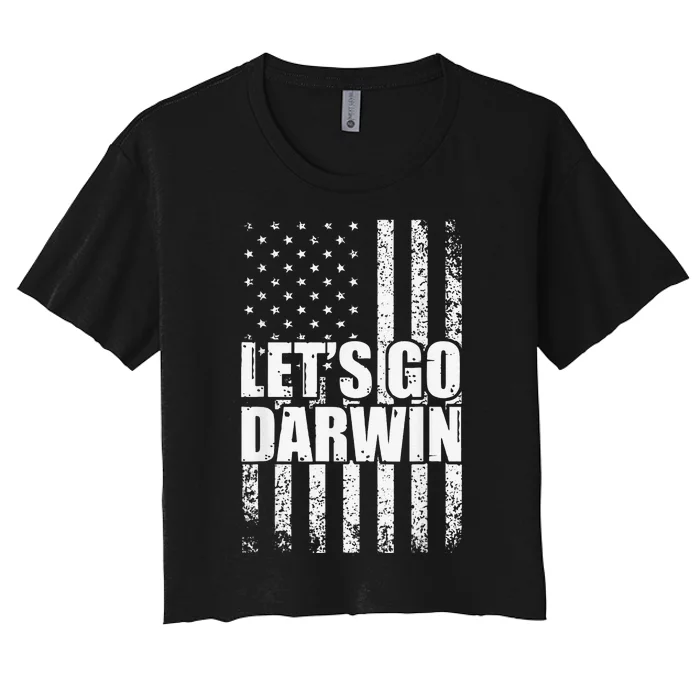 Funny Lets Go Darwin LetS Go Darwin American Flag Women's Crop Top Tee