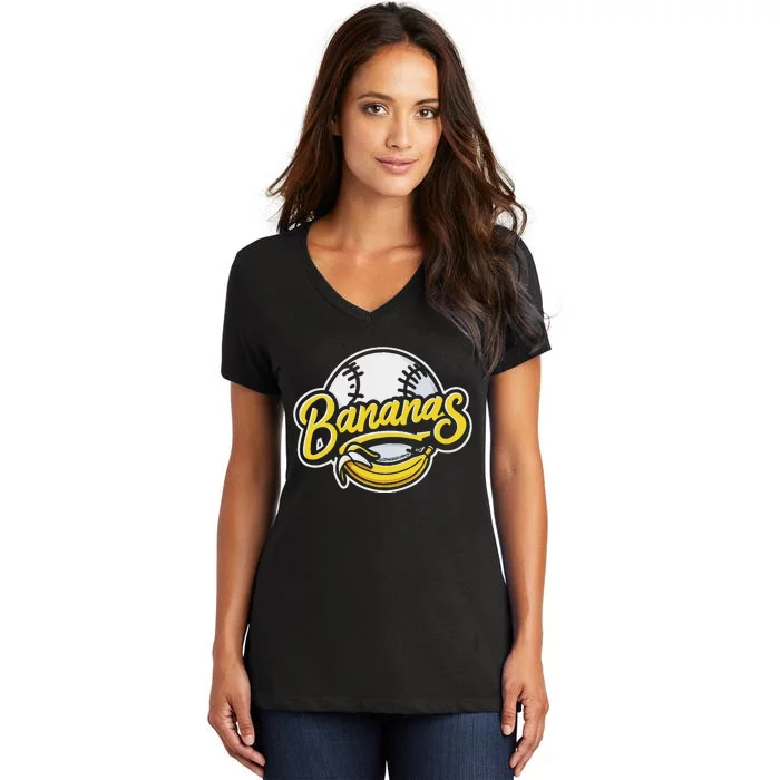 Funny LetS Go Bananas Design Women's V-Neck T-Shirt