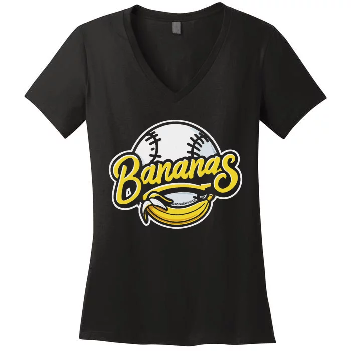 Funny LetS Go Bananas Design Women's V-Neck T-Shirt