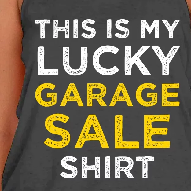 Funny Lucky Garage Sale Frugal Shopper Women's Knotted Racerback Tank