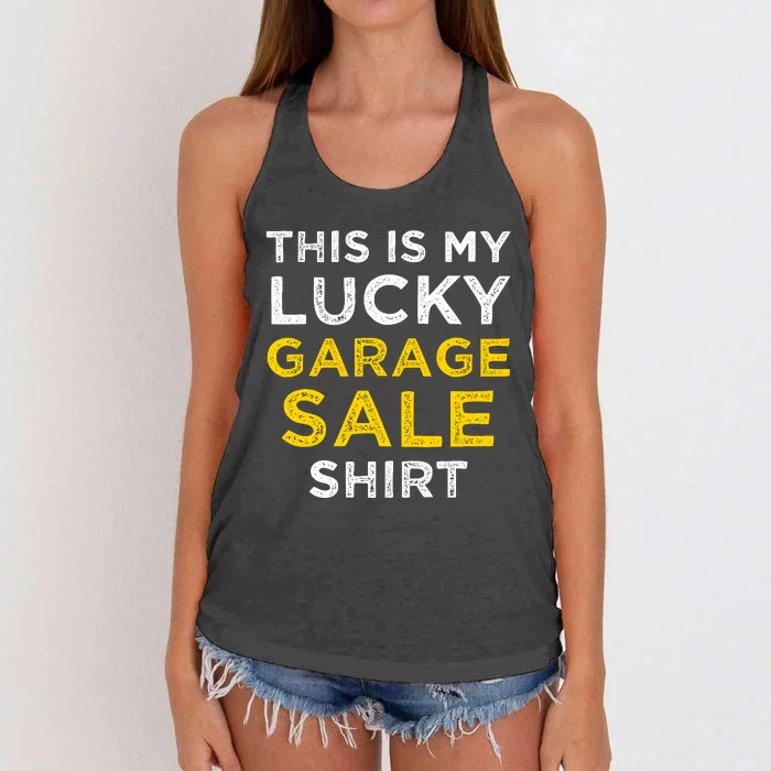 Funny Lucky Garage Sale Frugal Shopper Women's Knotted Racerback Tank