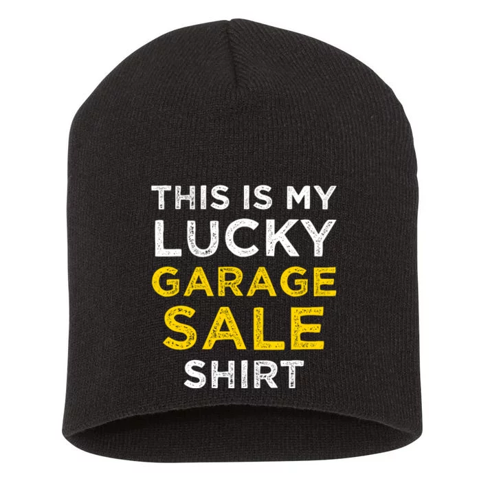 Funny Lucky Garage Sale Frugal Shopper Short Acrylic Beanie