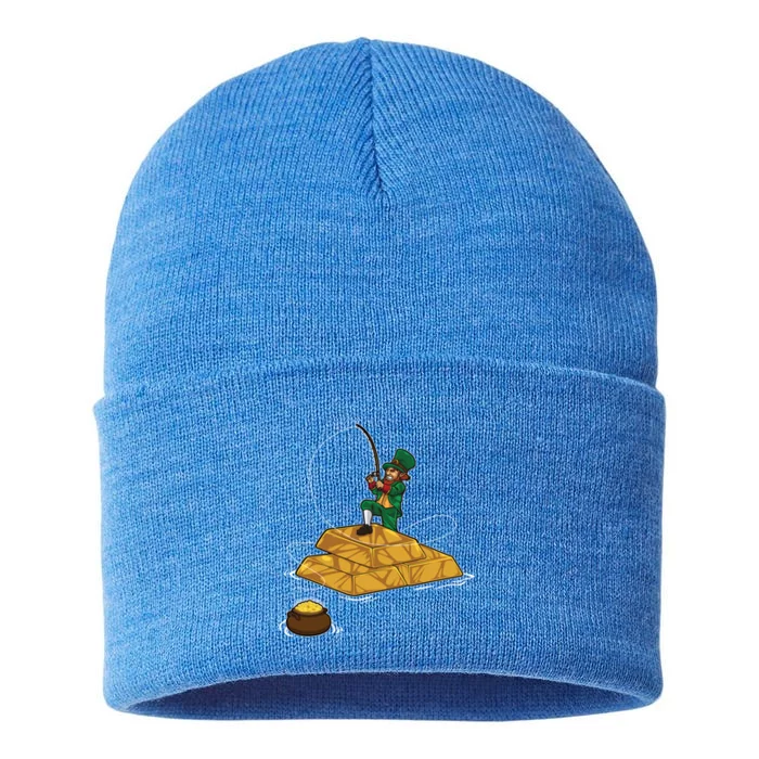 Fishing Leprechaun Gift Irish Angler Gift Lucky Wealth Funny Gift Sustainable Knit Beanie