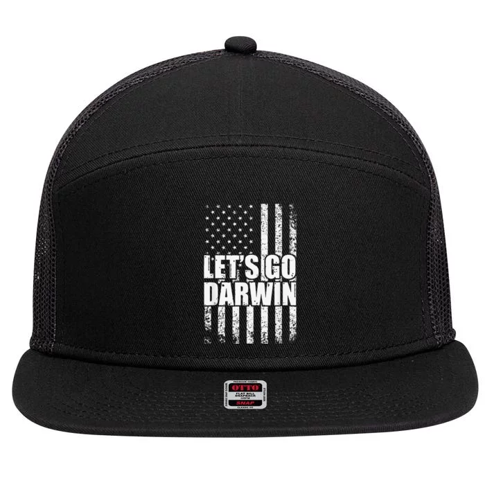 Funny Lets Go Darwin LetS Go Darwin American Flag 7 Panel Mesh Trucker Snapback Hat