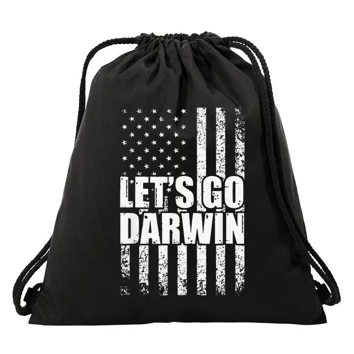 Funny Lets Go Darwin LetS Go Darwin American Flag Drawstring Bag