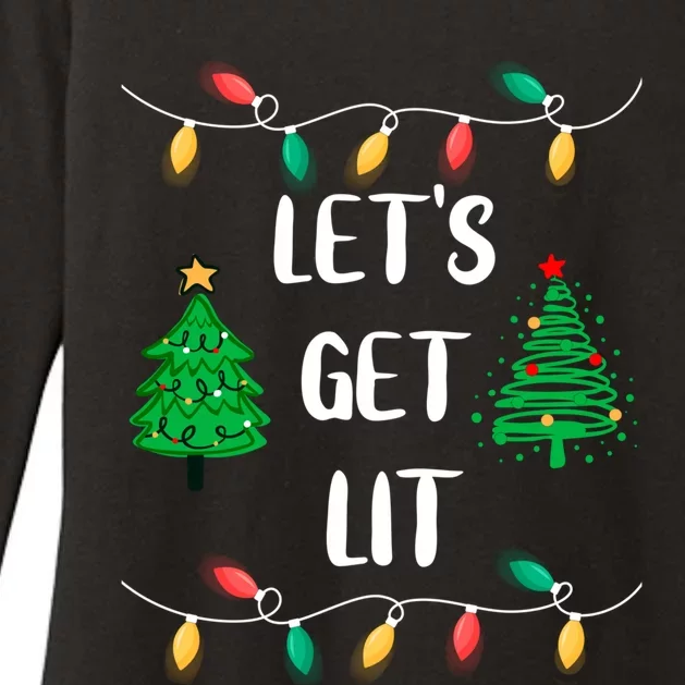 Funny Let's Get Lit Christmas Lights Gift Tee Xmas Holidays Cute Gift Womens CVC Long Sleeve Shirt