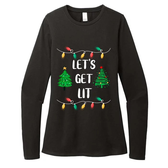 Funny Let's Get Lit Christmas Lights Gift Tee Xmas Holidays Cute Gift Womens CVC Long Sleeve Shirt