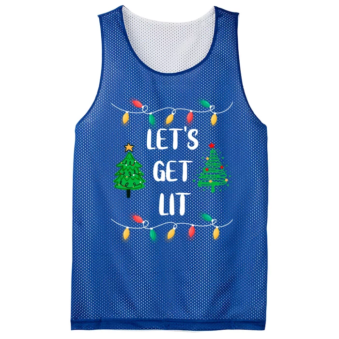 Funny Let's Get Lit Christmas Lights Gift Tee Xmas Holidays Cute Gift Mesh Reversible Basketball Jersey Tank