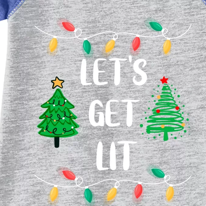 Funny Let's Get Lit Christmas Lights Gift Tee Xmas Holidays Cute Gift Infant Baby Jersey Bodysuit