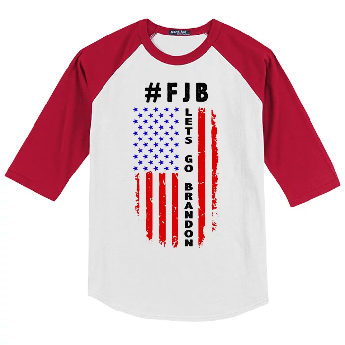 FJB Let's Go Brandon American Flag Kids Colorblock Raglan Jersey