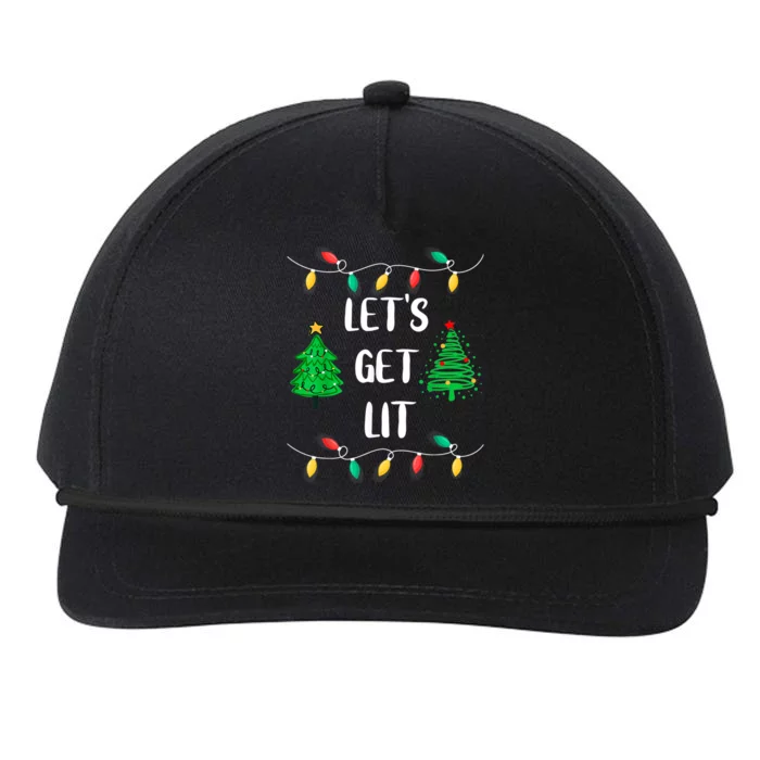 Funny Let's Get Lit Christmas Lights Gift Tee Xmas Holidays Gift Snapback Five-Panel Rope Hat