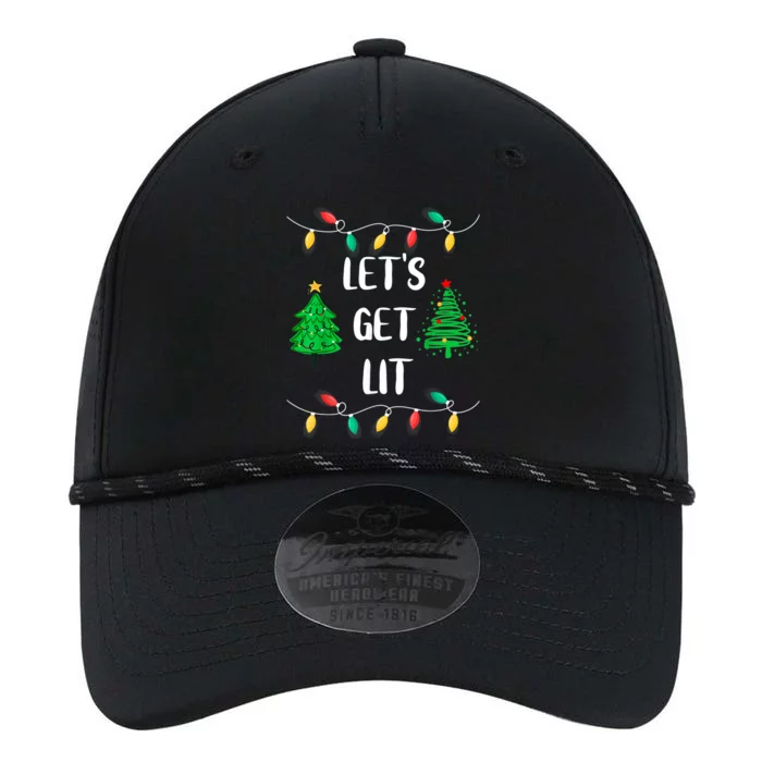 Funny Let's Get Lit Christmas Lights Gift Tee Xmas Holidays Gift Performance The Dyno Cap