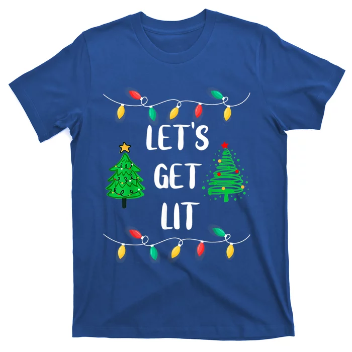 Funny Let's Get Lit Christmas Lights Gift Tee Xmas Holidays Gift T-Shirt