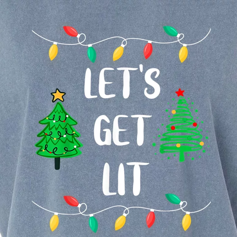 Funny Let's Get Lit Christmas Lights Gift Tee Xmas Holidays Gift Garment-Dyed Women's Muscle Tee