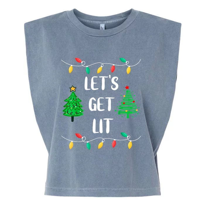 Funny Let's Get Lit Christmas Lights Gift Tee Xmas Holidays Gift Garment-Dyed Women's Muscle Tee