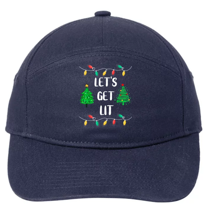 Funny Let's Get Lit Christmas Lights Gift Tee Xmas Holidays Gift 7-Panel Snapback Hat