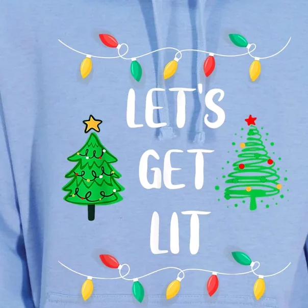 Funny Let's Get Lit Christmas Lights Gift Tee Xmas Holidays Gift Unisex Surf Hoodie