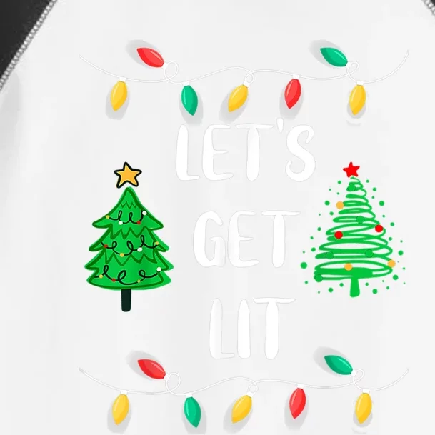 Funny Let's Get Lit Christmas Lights Gift Tee Xmas Holidays Gift Toddler Fine Jersey T-Shirt