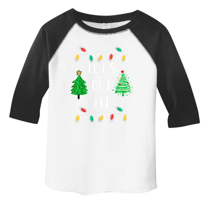 Funny Let's Get Lit Christmas Lights Gift Tee Xmas Holidays Gift Toddler Fine Jersey T-Shirt