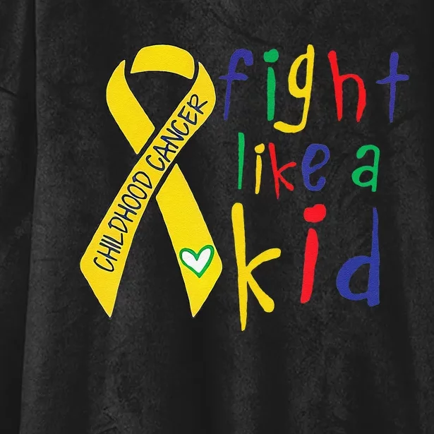 Fight Like Gold Ribbon Childhood Cancer Awareness Gift Hooded Wearable Blanket